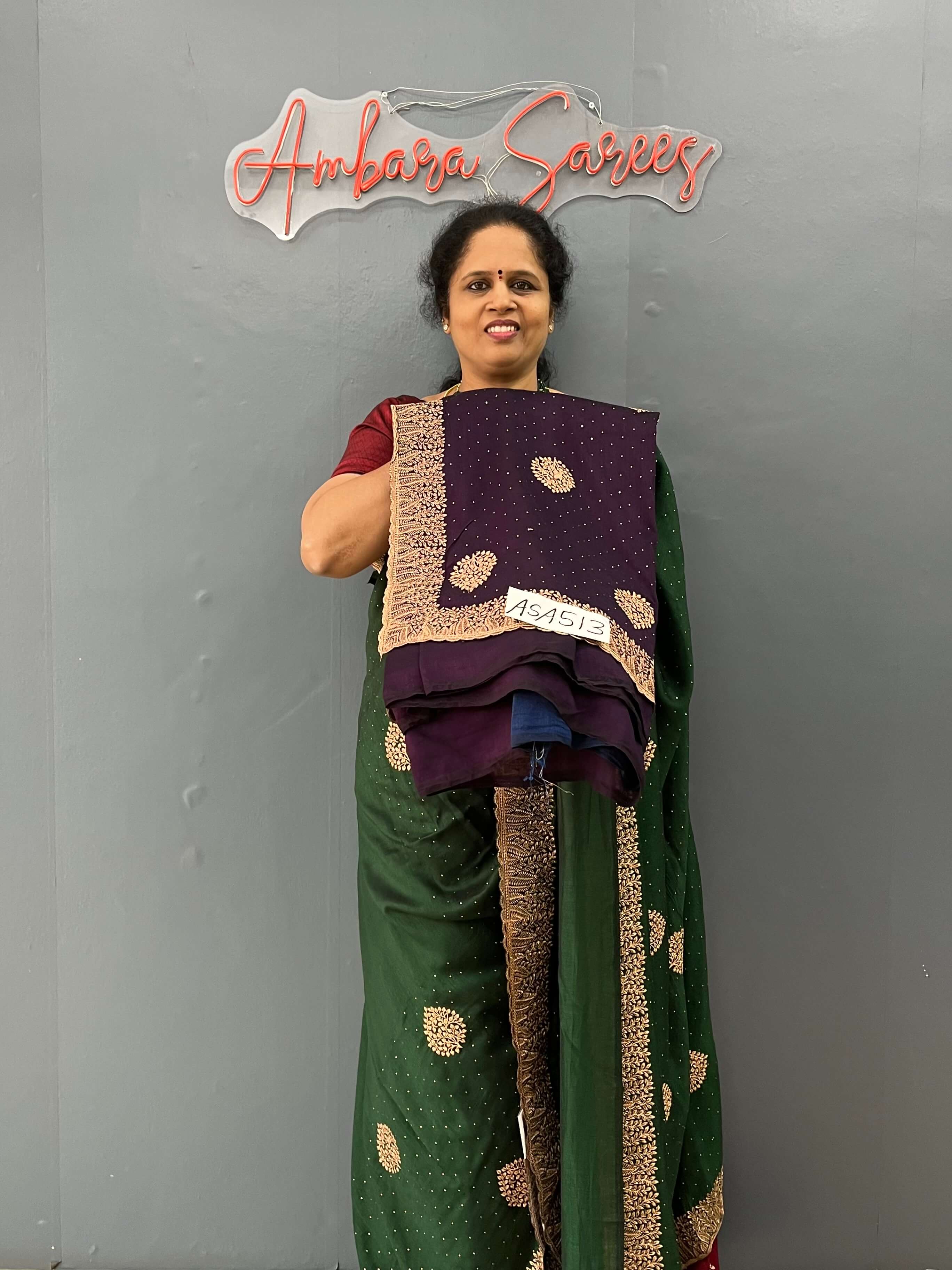 ASA513 - Navy Blue Radiance Chiffon Saree