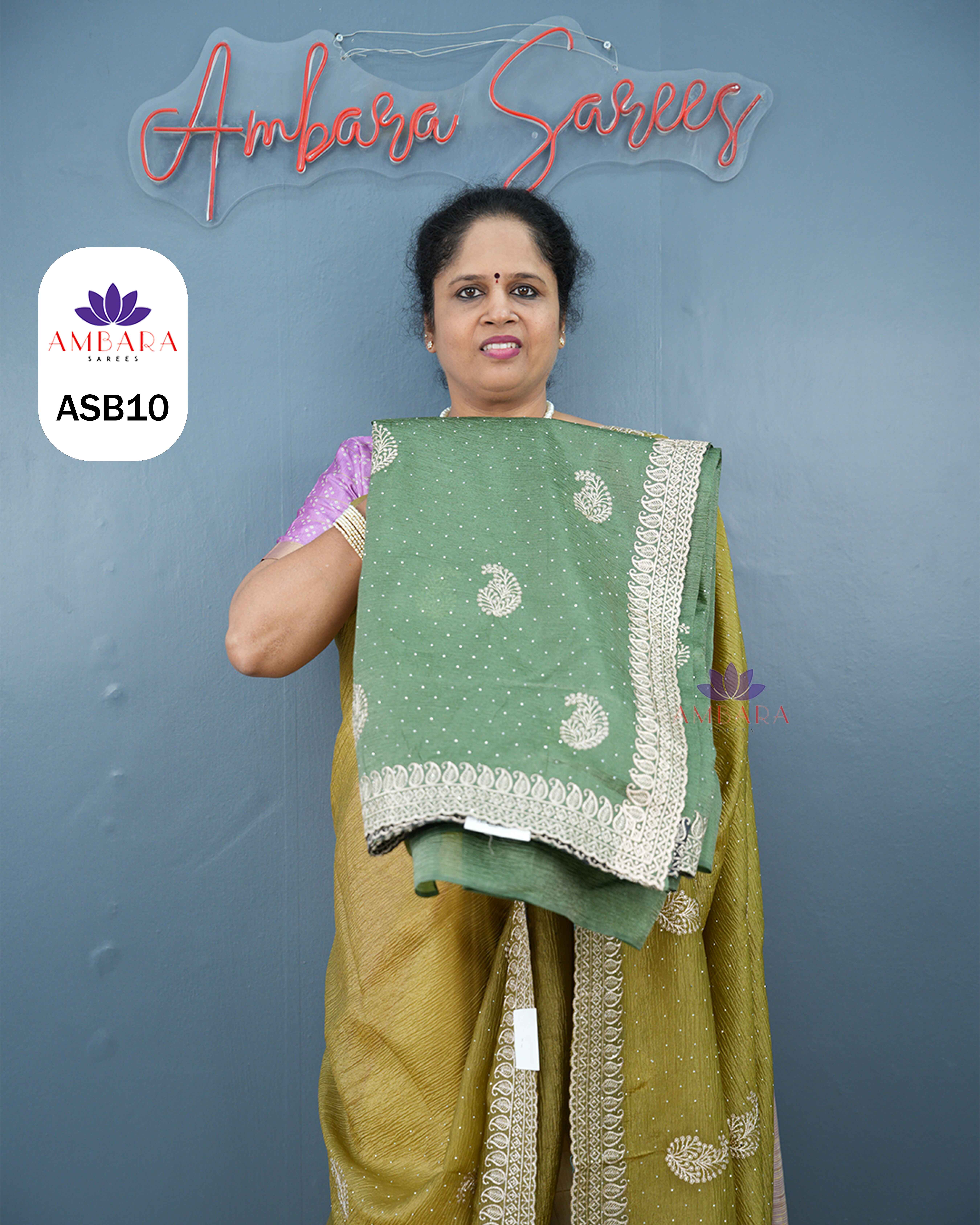 GREEN COLOR DESIGNER SAREE ASB10