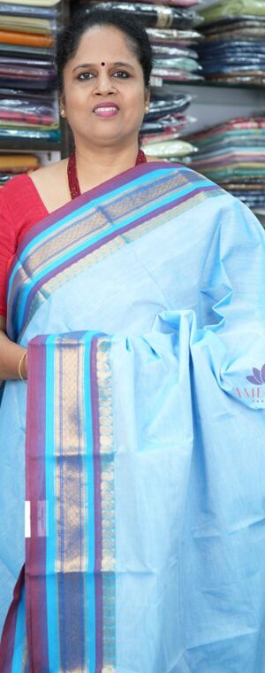 Sky Blue Color Chettinad Cotton Saree | ASB67