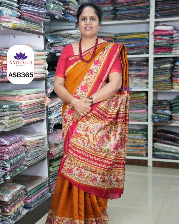 ASB365-VISCOSE COTTON-GOLDEN MUSTARD WITH REDDISH PINK