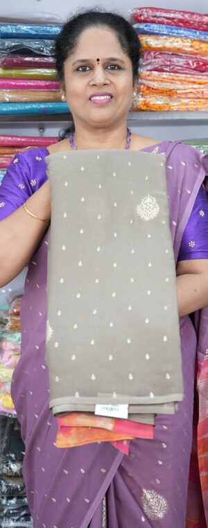 Light ash with contrast pink pallu ASB399