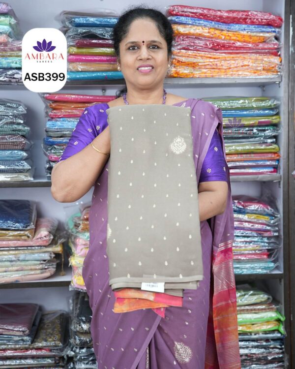 Light ash with contrast pink pallu ASB399