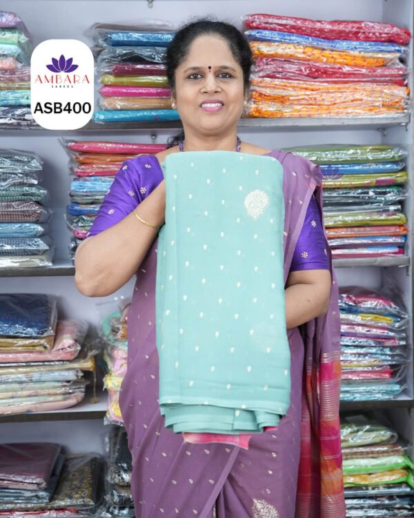 Light seagreen with contrast Pink pallu ASB400