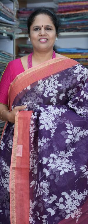 Purple with Peach Kota cotton saree | ASB436