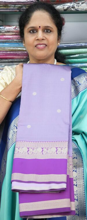 Lavender with Majenta border ASB796 Semi Silk Sarees