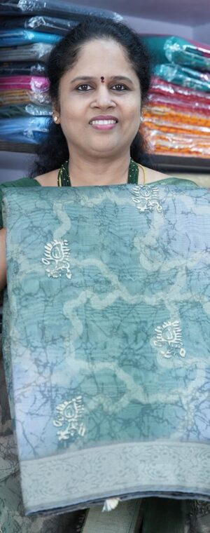 Green With Grey Border ASB1000 Semi Tussar Sarees