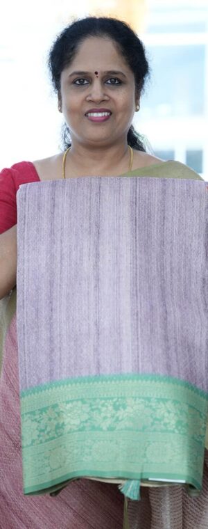 Mau With Green Border ASC82 Semi Tussar Sarees