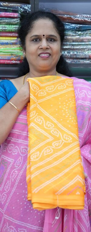 Orange Color ASC619 Chiffon Sarees