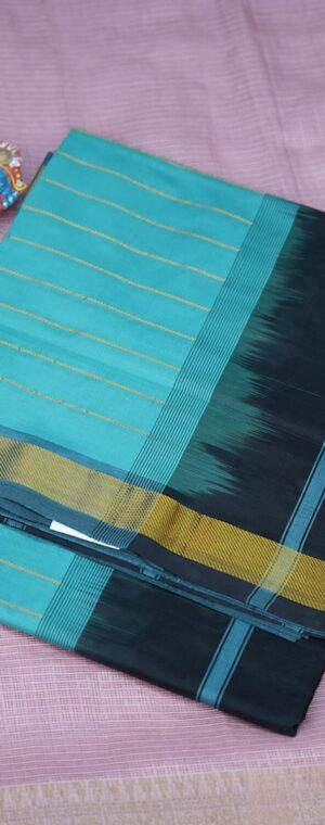 Skyblue With Black Blouse Polycot | ASC256