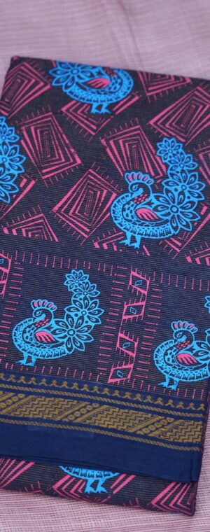 Navyblue Sungudi Cotton Tissue Sarees | ASC265