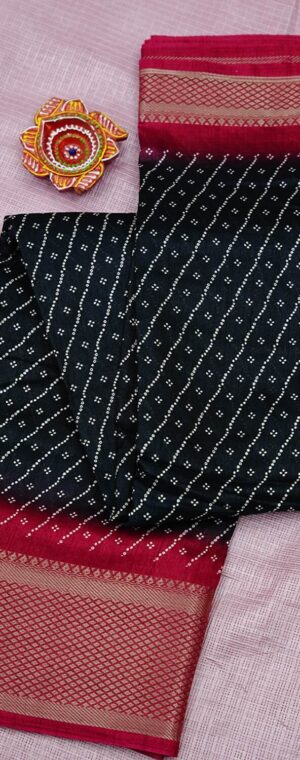 Black with Red border ASC281 Semi Dola silk saree