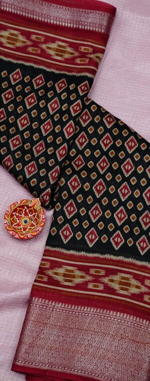 Black With Red Border ASC292 Semi Dola Silk Sarees