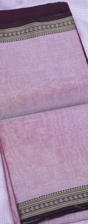 Light Pink Narayanpet Cotton Saree with Contrast Border| ASC323