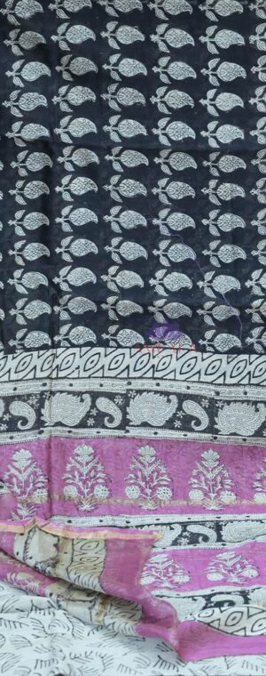 Black With Offwhite ASC367 Chanderi Sarees