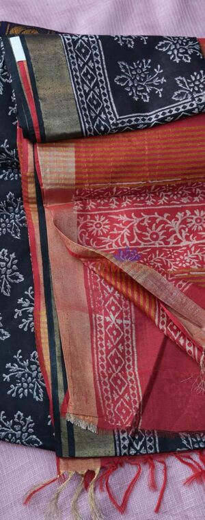 Black With Red pallu ASC381 Bafta Semi Tussar Sarees