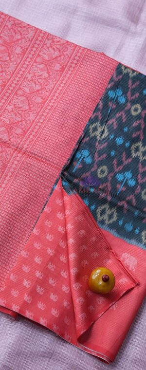 Black With Red Pallu ASC388 Kota Semi Tussar Sarees