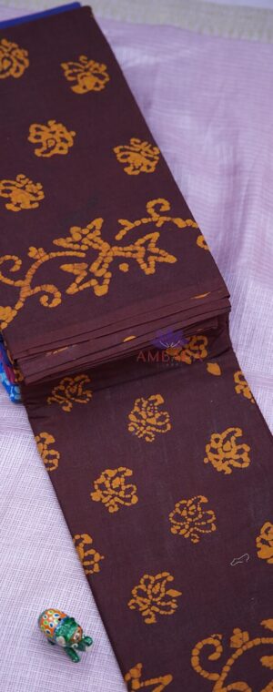 Maroon Batik Sungudi Cotton Saree | ASC470