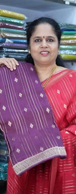 Purple Viscose Silk Saree with Vertical Zari Lines | ASD04