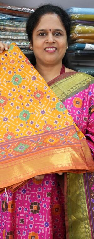 Light Orange color with zari border ASC667 Semi Patola silk sarees