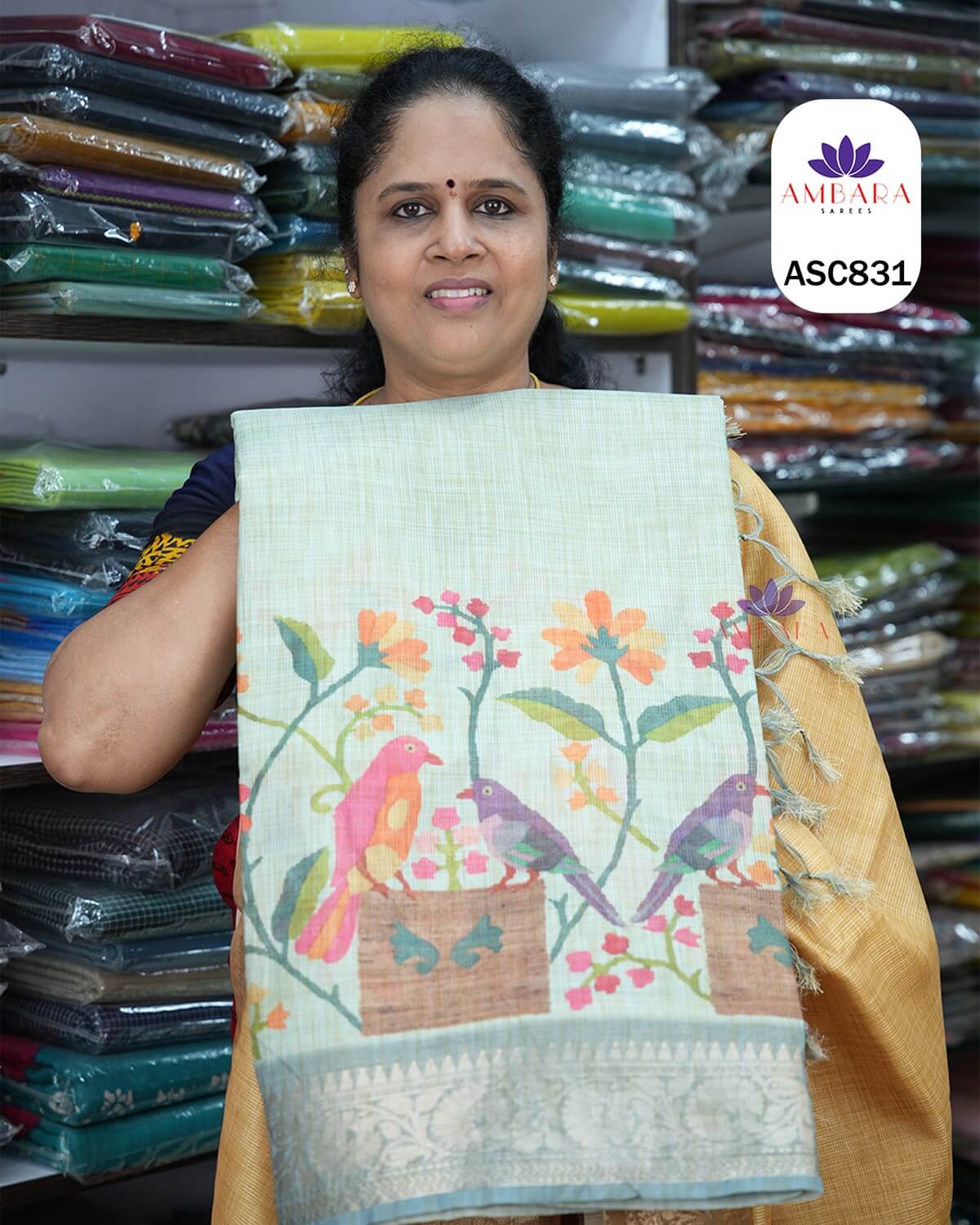 Light Green With Small Zari Border ASC831 Kota Tussar Sarees