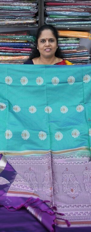 Sea Blue With Lavender Pallu ASC821 Soft Silk Sarees