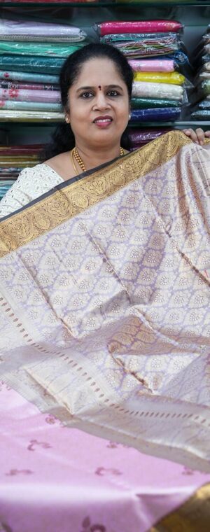 Baby Pink Semi Kanchipuram Bridal Saree | ASD11