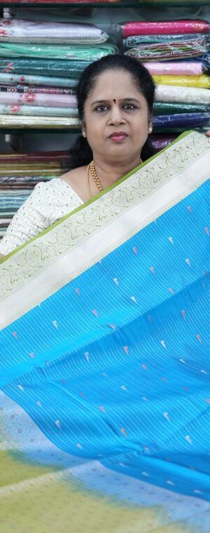 Blue With Light Green Border ASD17 Premium Soft Silk Sarees