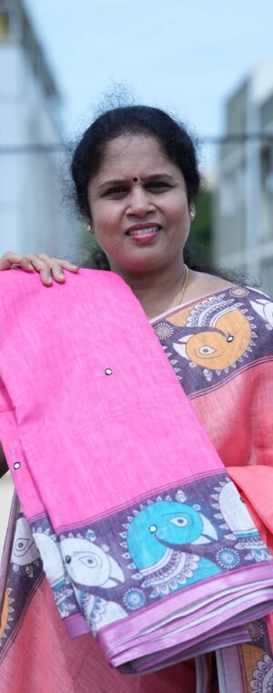 Pink Color Soft Semi Chanderi Cotton Sarees | ASD53