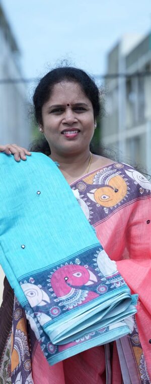 Light Blue Soft Semi Chanderi Cotton Saree | ASD57