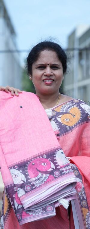 Light Baby Pink Soft Semi Chanderi Cotton Saree | ASD56