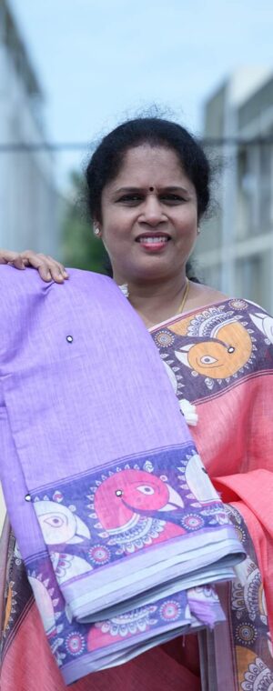 Lavender Soft Semi Chanderi Cotton Saree | ASD51