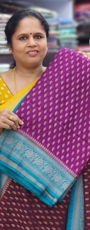 Mejanta With Seablue Border ASD228 Khaddi Georgette Sarees