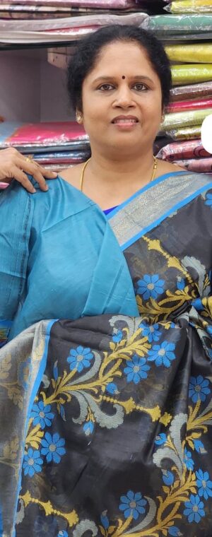 Black With Blue Color ASD281 Pochampalli Silk Cotton Sarees