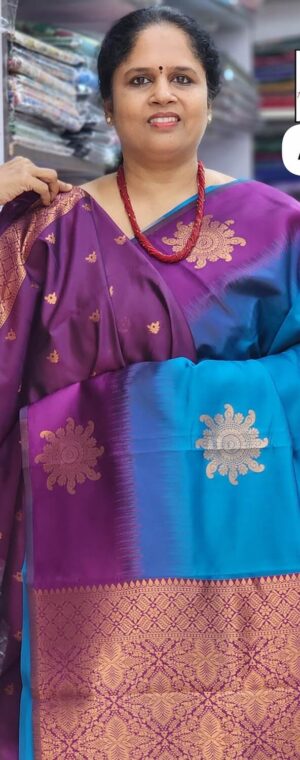 Blue with Majenta color ASD650 Semi Silk sarees