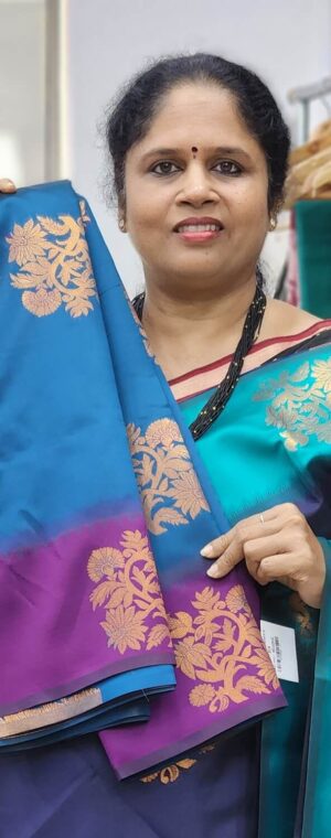 Peacock blue with Majenta border ASD534 Soft semi silk sarees