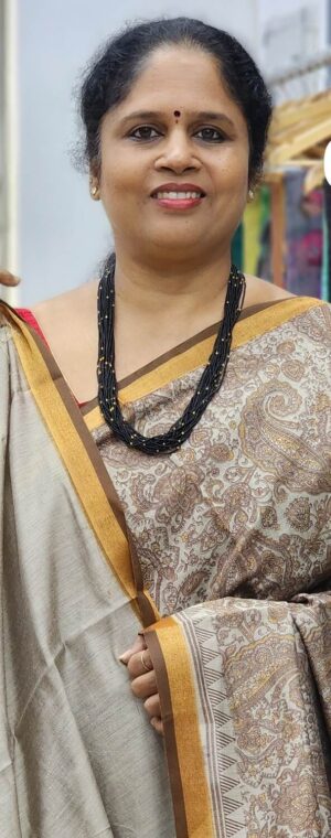 Cream & Brown Mango Motif Cotton Blend Saree | ASD545