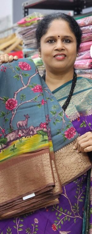 Grey with brown border ASC882 Soft viscose cotton sarees