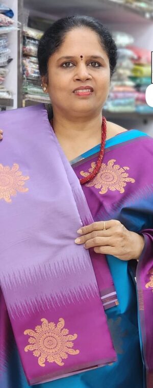 Lavender with Majenta borderASD656 Semi silk sarees