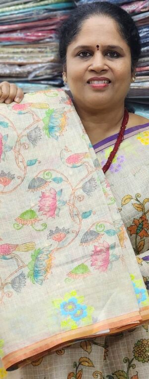 Cream with Peach color ASD590 Milky Tussar sarees