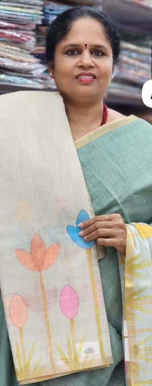 Light Elaichi color ASD637 Semi Chanderi cotton sarees