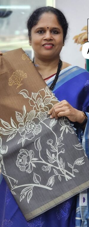 Brown with Grey color ASD557 Semi Tussar sarees