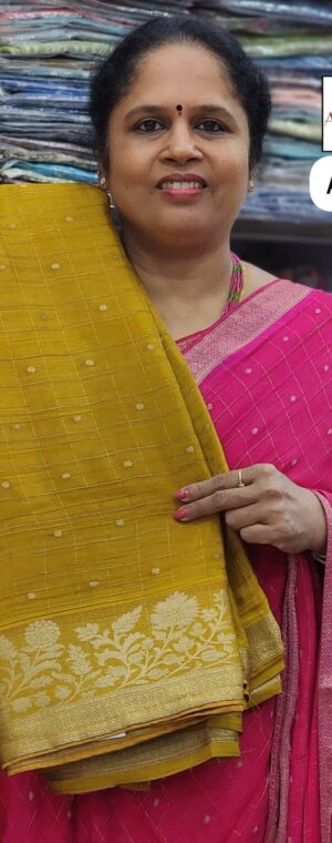 Mustard color ASD873 Semi Crepe saree