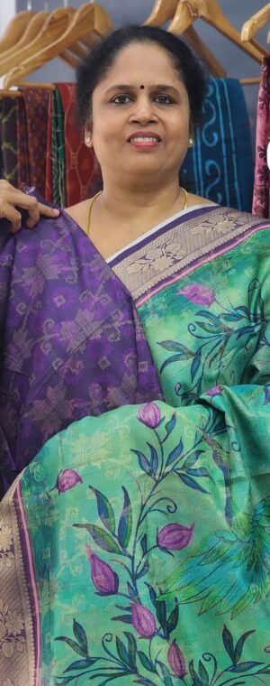 Green color ASD917 Crushed Tussar saree