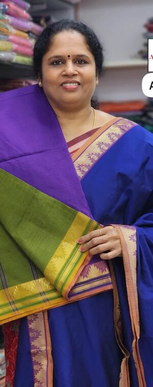 Violet with Green pallu ASD759 Polycot sarees