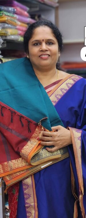 Blue with red color ASD761 Polycot sarees