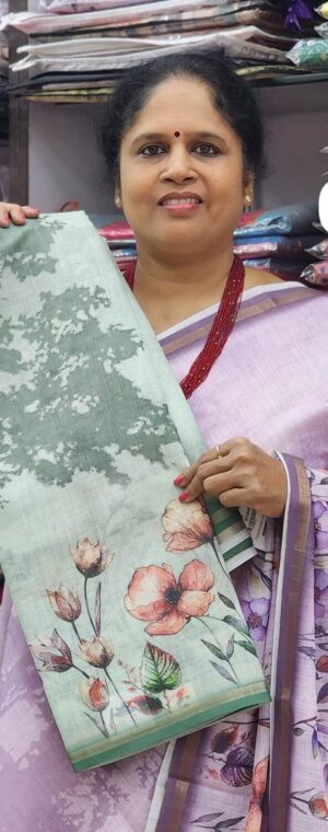 Pastel green color ASD678 Semi Chanderi cotton