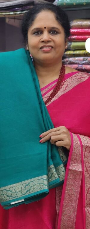 Seagreen color ASD688 Chinon Chiffon saree