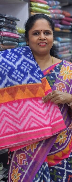 Ink blue color ASD878 Fancy cotton saree