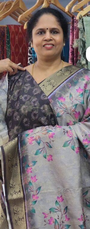 Black color ASD916 Crushed Tussar saree