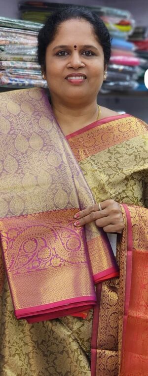 Light Lavender with Pink color ASD743 Bridal semi silk sarees